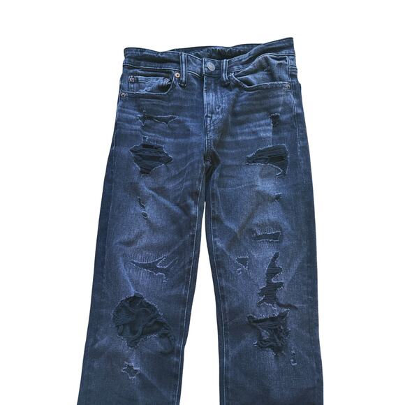 American Eagle Stacked Skinny AirFlex 360 Distressed Jeans Black 28x32 - Picture 5 of 8